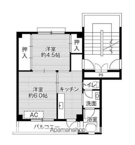 ビレッジハウス白鳥(2K/1階)の間取り写真