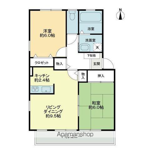 フォブールひかり(2LDK/3階)の間取り写真