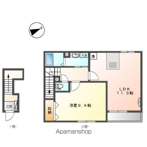グリューネ ハウス(1LDK/2階)の間取り写真
