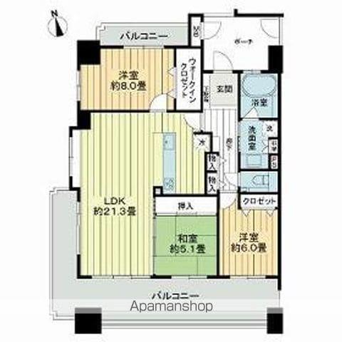 アルファガーデン城山公園(3LDK/4階)の間取り写真