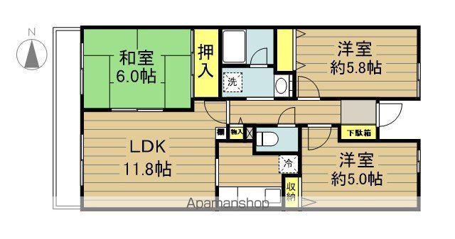 アーバンイケダマンション(3LDK/3階)の間取り写真