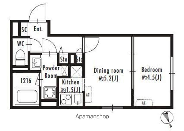 GRANPASEO西新宿(1DK/1階)の間取り写真