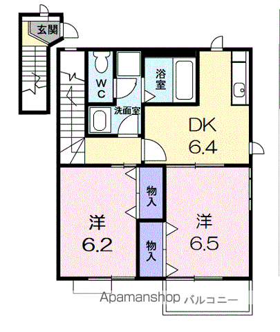 エメシャンブルⅢ(2DK/2階)の間取り写真