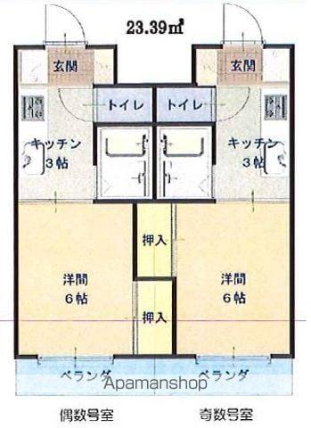 ロイヤル髙野1・2号館(1K/1階)の間取り写真