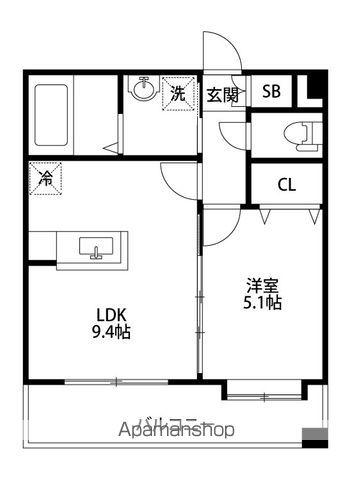 LUCIS千早(1LDK/12階)の間取り写真