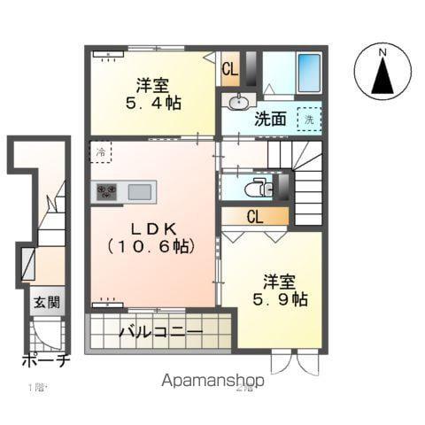 グラス・ニコル(2LDK/2階)の間取り写真