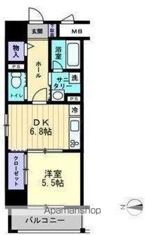 アルファレガロ中央町(1DK/7階)の間取り写真