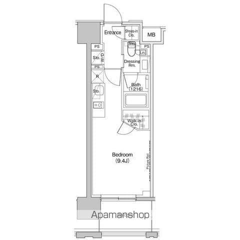 ザ・パークハビオ上北沢(ワンルーム/13階)の間取り写真