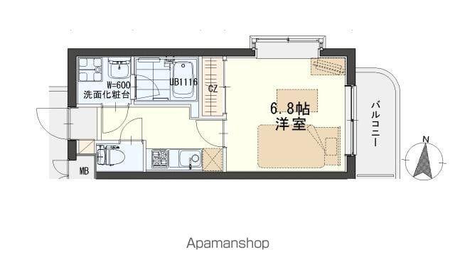 リュエル八幡(1K/4階)の間取り写真