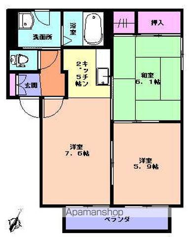 バリュージュA・H(2LDK/1階)の間取り写真