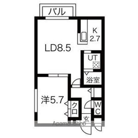 ミルキーウェイ菊水(1LDK/3階)の間取り写真