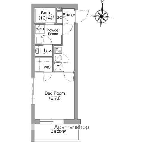 コンフォリア・リヴ両国イースト(1K/6階)の間取り写真