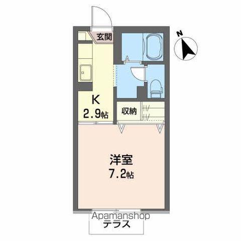 ディアス・クレストA(1K/1階)の間取り写真