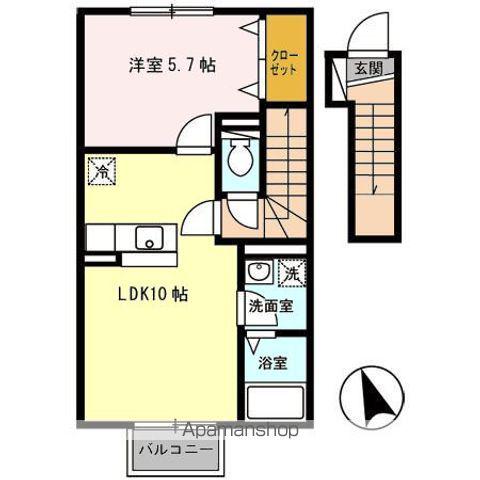 ブライトン(1LDK/2階)の間取り写真