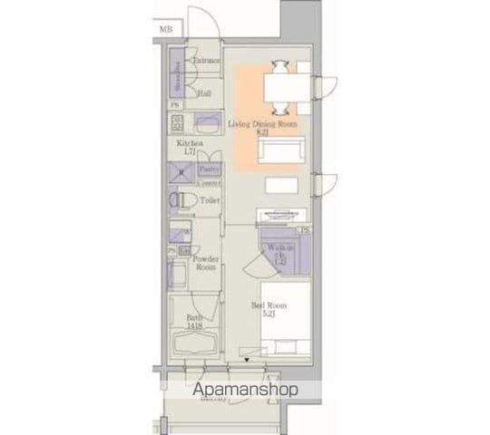 パークアクシス心斎橋(1LDK/5階)の間取り写真