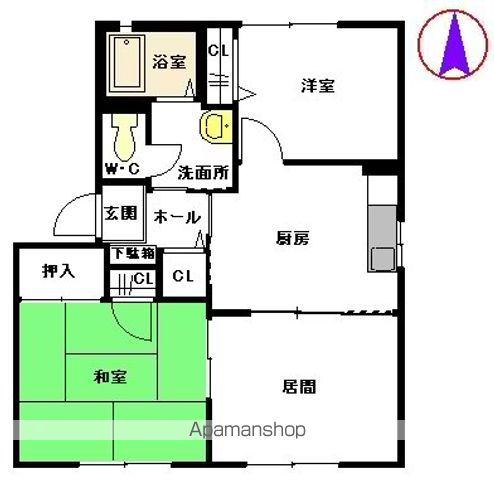 ジーニアスA棟 (3K/1階)の間取り写真