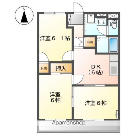 エクセリーヌK-Ⅱ(3DK/3階)の間取り写真