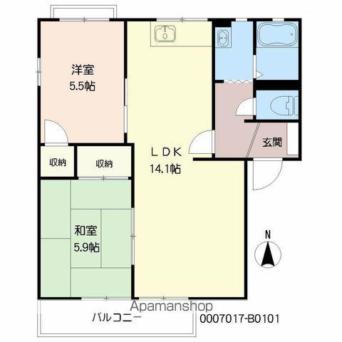 TSS別府Ⅱ(3DK/1階)の間取り写真