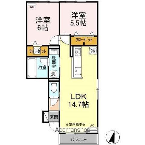 エクセレント・ドリーム(2LDK/1階)の間取り写真