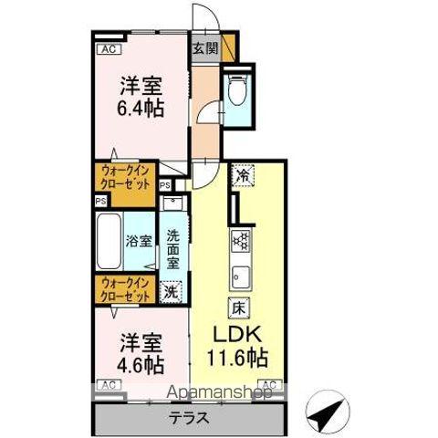 総武・中央緩行線 新検見川駅 徒歩11分 2階建 築1年(2LDK/1階)の間取り写真
