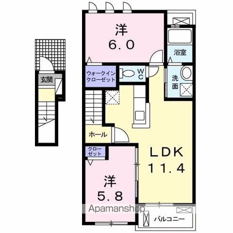 アイリス・Ⅲ(2LDK/2階)の間取り写真