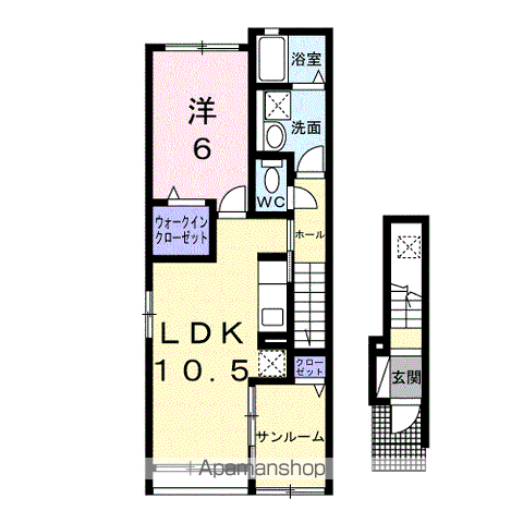 スターフィールド(1LDK/2階)の間取り写真