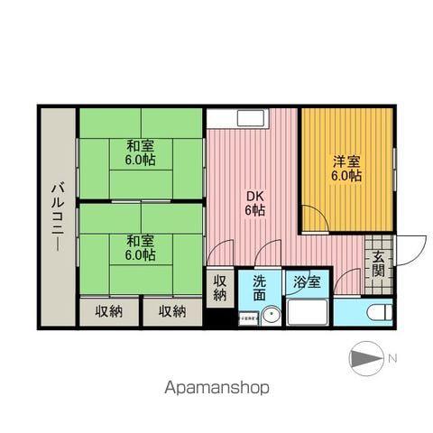 第2磯部コーポ(3DK/2階)の間取り写真