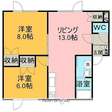 グローイングハイムC(2LDK/1階)の間取り写真