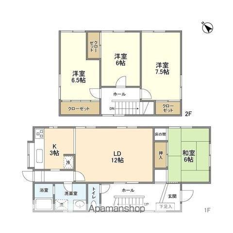 阪急電鉄千里線 北千里駅 徒歩14分 2階建 築37年(4LDK)の間取り写真
