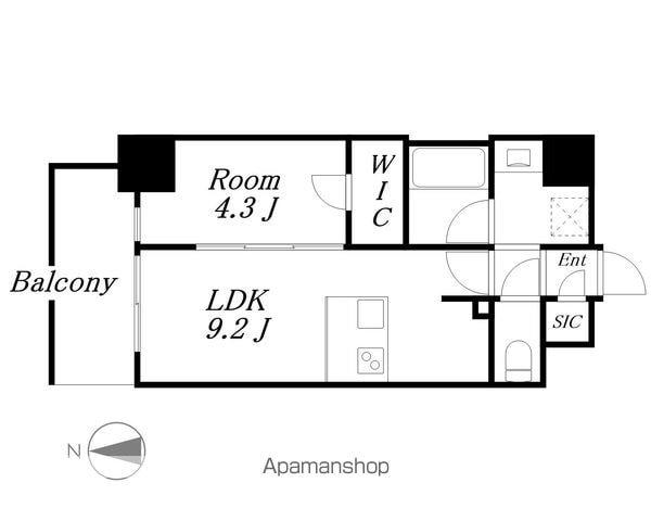 SーRESIDENCE金山EPURE12月契約限定(1LDK/6階)の間取り写真