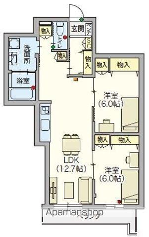 シニア限定 ヘーベルVILLAGE浦和本太(2LDK/2階)の間取り写真