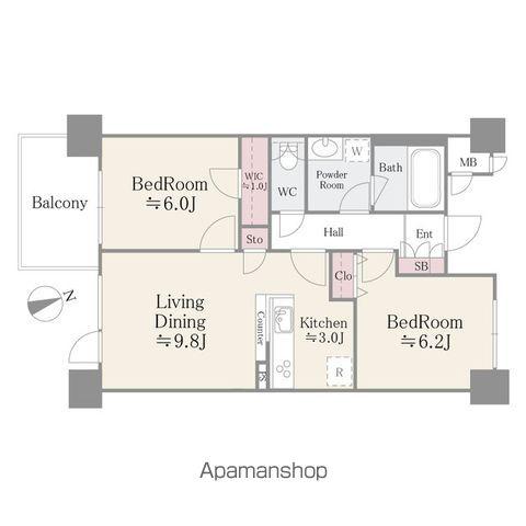 ベルヴュコート津田沼(2LDK/4階)の間取り写真