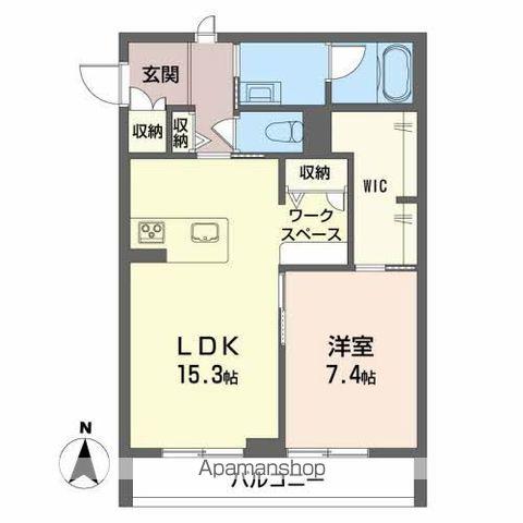 シャーメゾン開智(1LDK/1階)の間取り写真