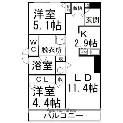 MOTTOたくま宿(2LDK/3階)の間取り写真