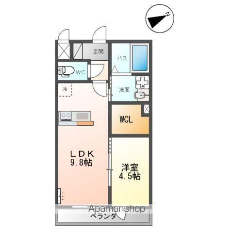 神立東アパート(1LDK/1階)の間取り写真