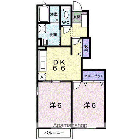 メゾン・ポポラーレB(2DK/1階)の間取り写真