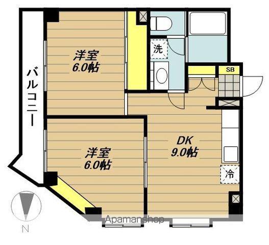 ルクソール・N(2DK/2階)の間取り写真
