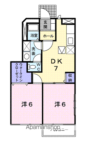 エスト・ヴィラⅡ(2DK/1階)の間取り写真