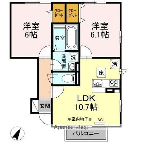 ファヴォーレ A(2LDK/1階)の間取り写真