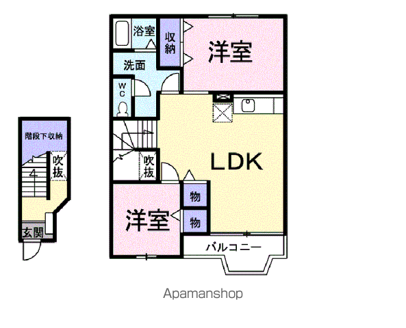 センチュリー君山B(2LDK/2階)の間取り写真