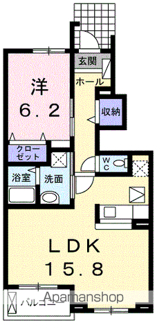 プリムヴェール(1LDK/1階)の間取り写真