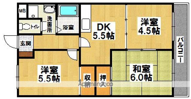 ドミールマジェスター(3DK/2階)の間取り写真