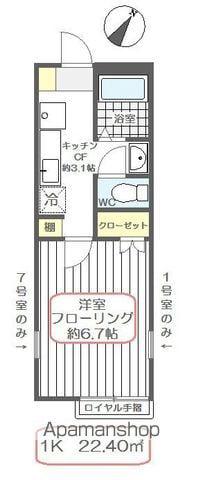 ソレイユA(1K/2階)の間取り写真