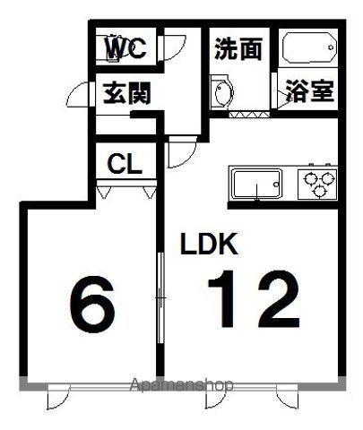 コーポオムⅡ(1LDK/2階)の間取り写真
