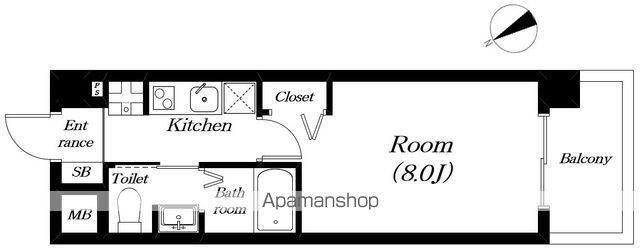 R-7COURT(1K/9階)の間取り写真