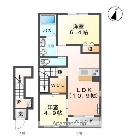 プランドール.K(2LDK/2階)の間取り写真