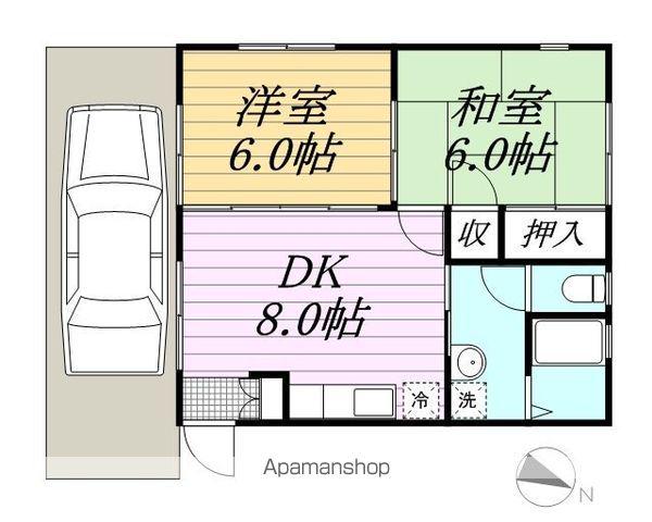 ヴィルヌーブ(2DK/1階)の間取り写真