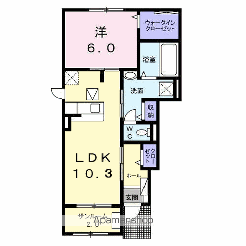アグニN(1LDK/1階)の間取り写真