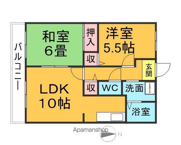 サンライフ中川(2LDK/2階)の間取り写真
