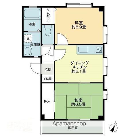 フォブールサンシャインA(2DK/1階)の間取り写真